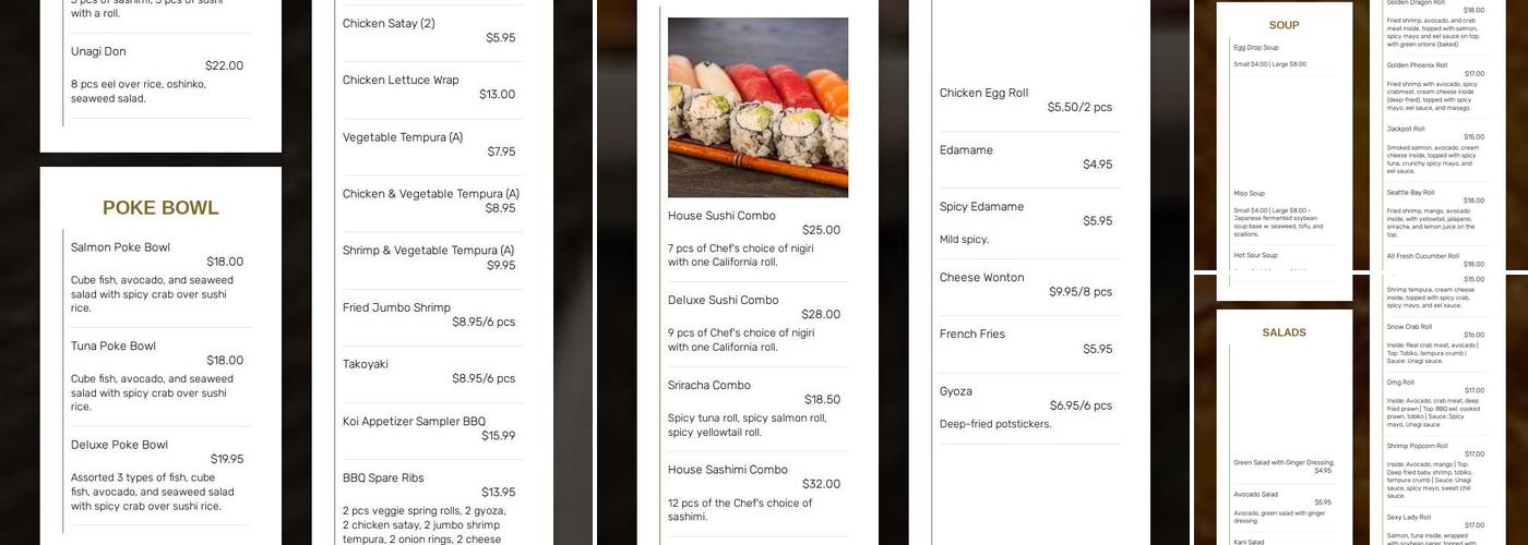 Hokkaido Sushi Asian Bistro Menu