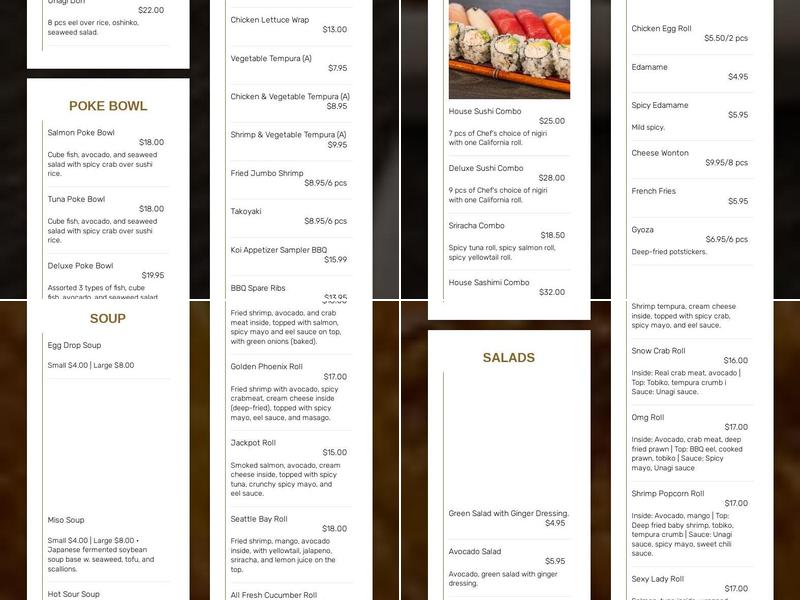 Hokkaido Sushi Asian Bistro Menu