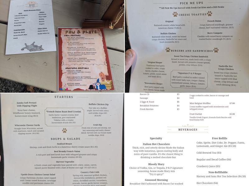 Paw and Plate Menu