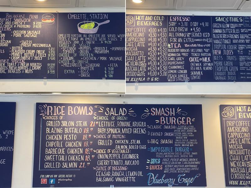 Blueberry cafe Menu