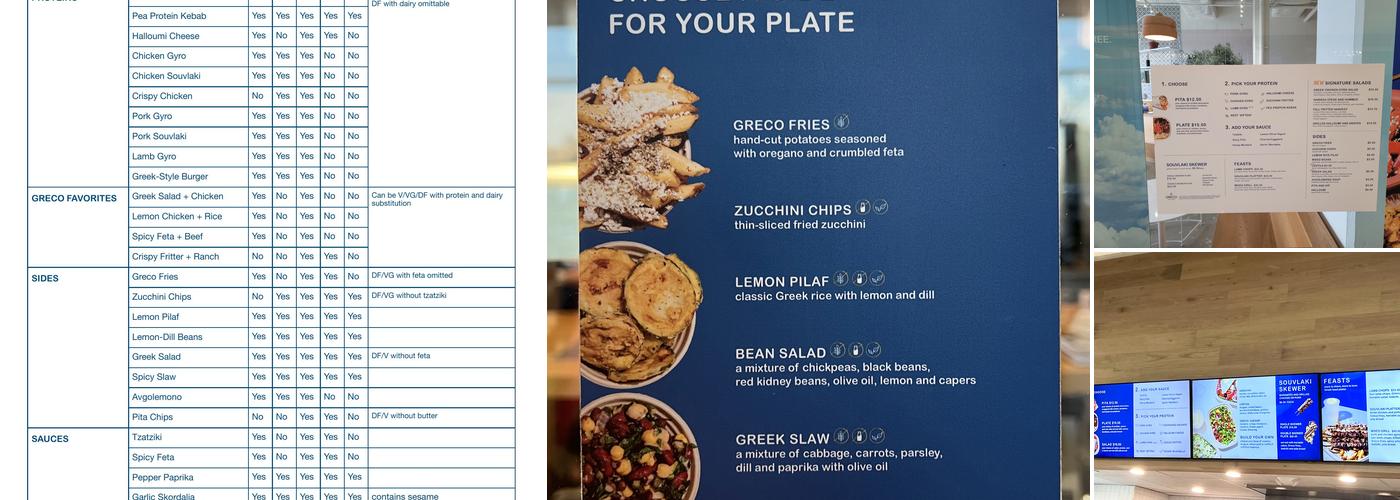 GRECO Menu