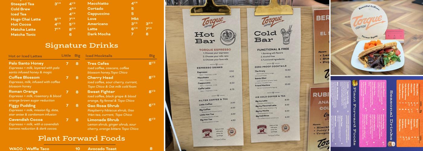 Torque Coffee Menu