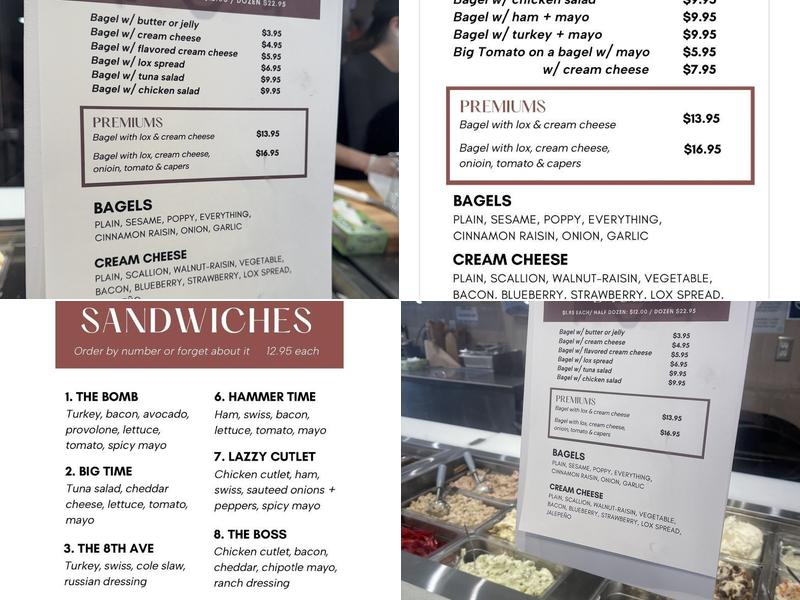 Harry’s bagels Menu
