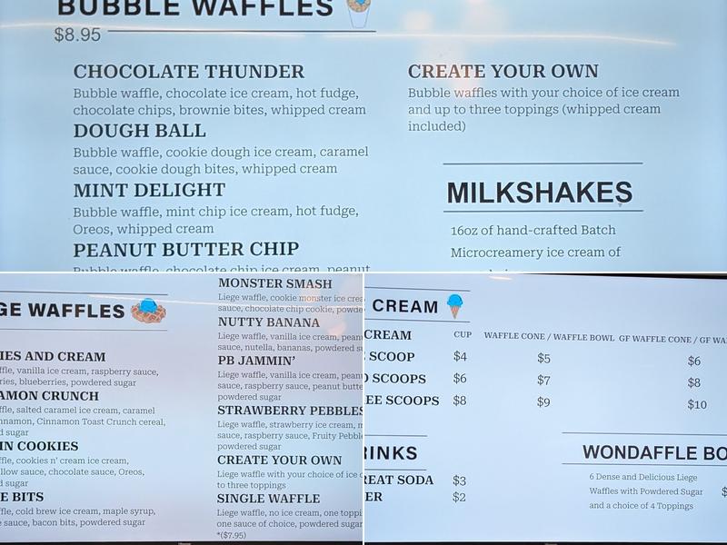 Wondaffle Waffles & Ice Cream Menu