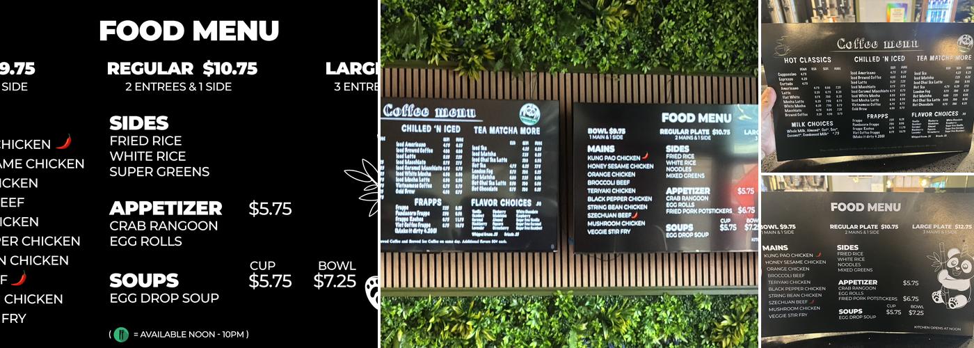 Pandacorn Cafe Menu