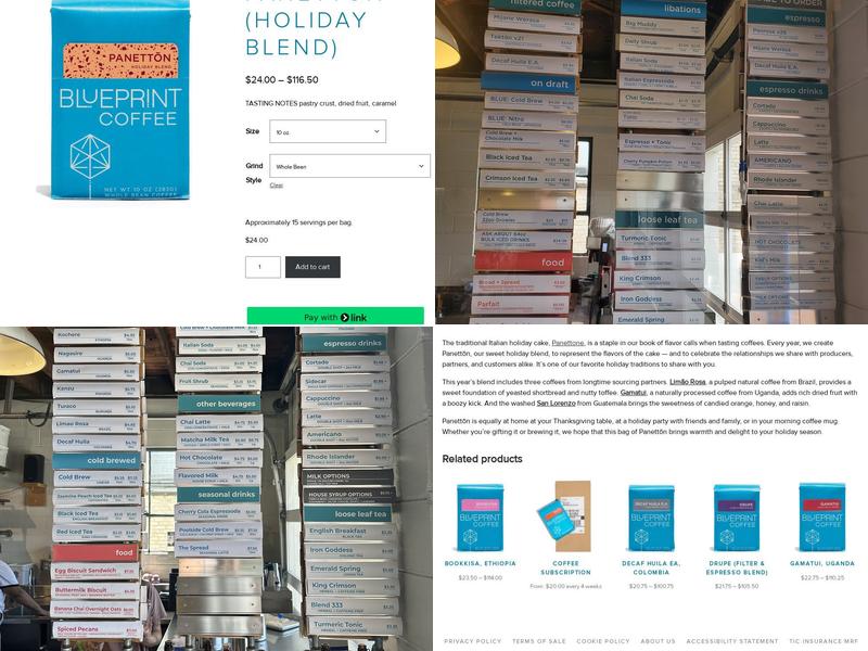 Blueprint Coffee - Watson Menu