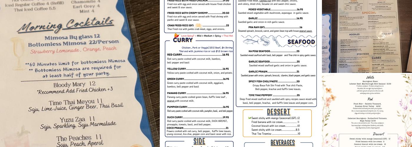 Time Thai Livermore Menu