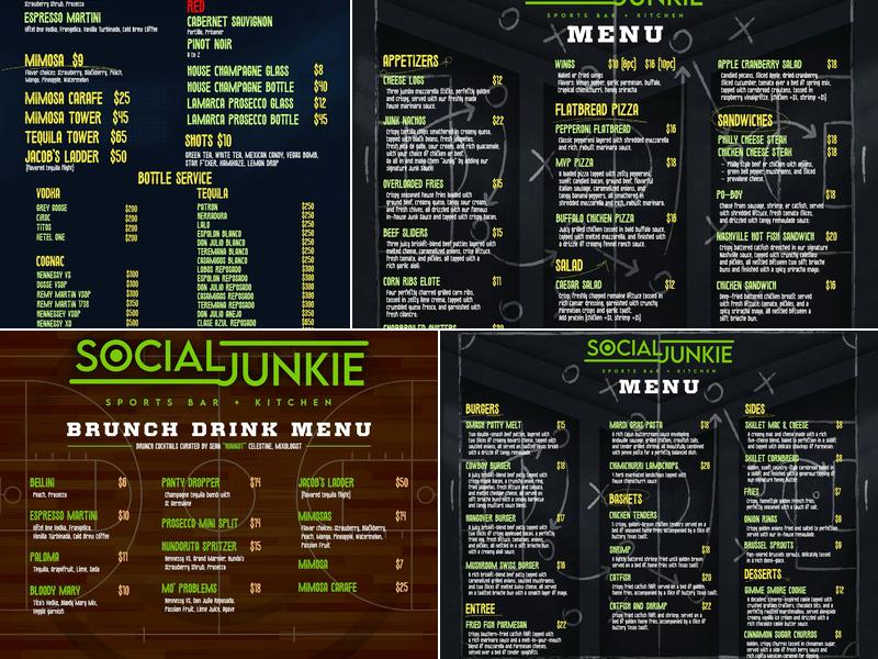 Social Junkie Menu