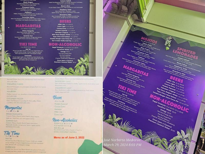 Mojito Hut at Caesars Palace Menu