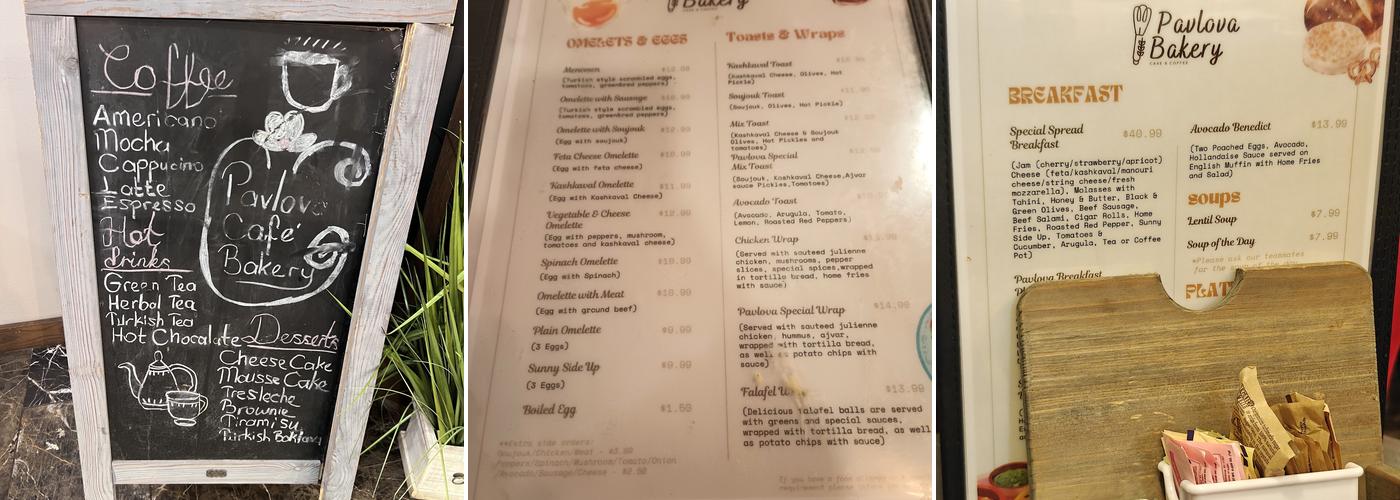 Pavlova Bakery Cafe Menu