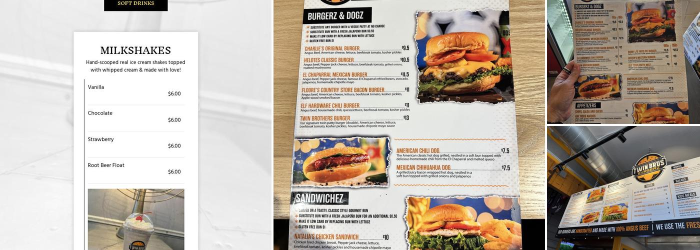 Twin Bros Burgerz Menu