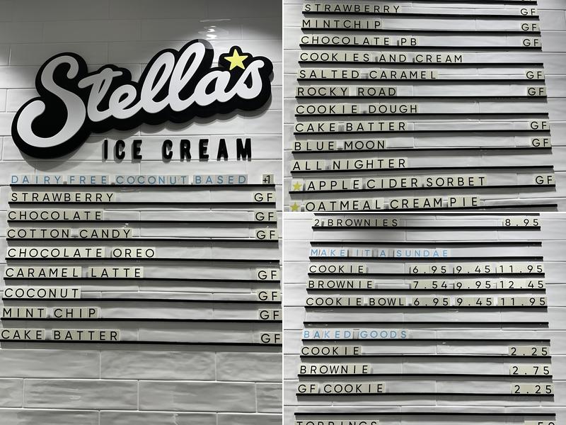 Stella's Ice Cream - Little Elm Menu