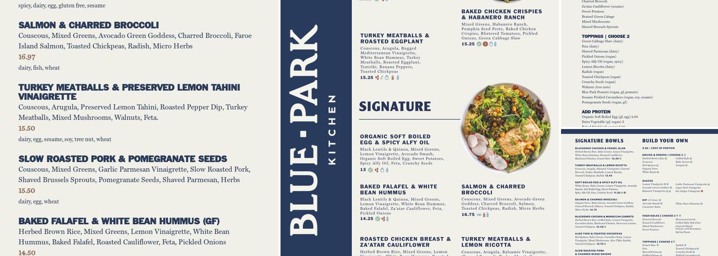 Blue Park Kitchen Menu