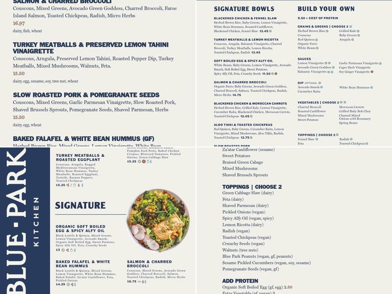 Blue Park Kitchen Menu