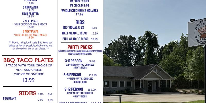 REAUXLIN SMOKE BAR-B-QUE Menu