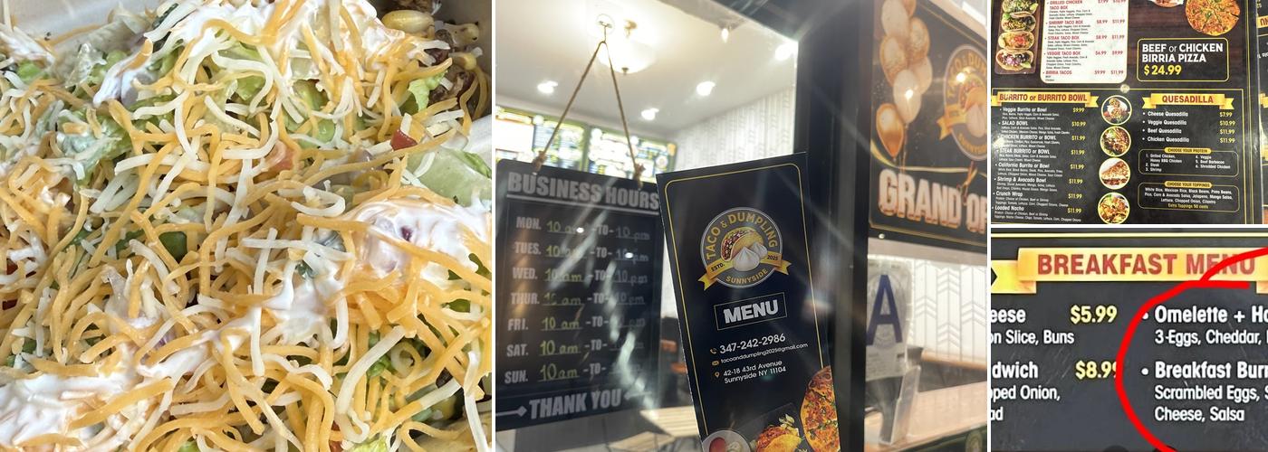 Taco & Dumpling Menu