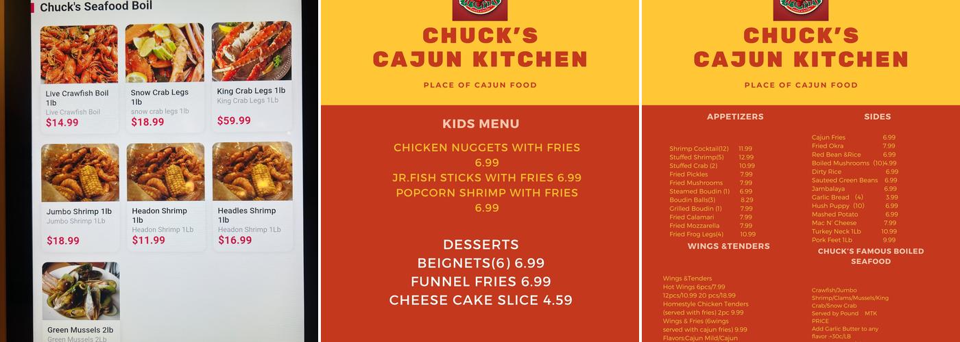 Chuck’s Kitchen Menu