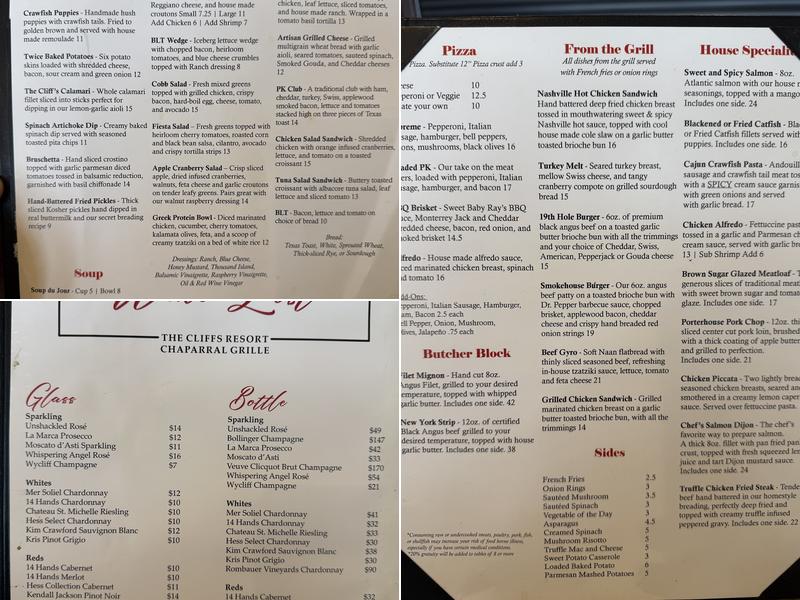 The Chaparral Grille & Spurs Bar Menu