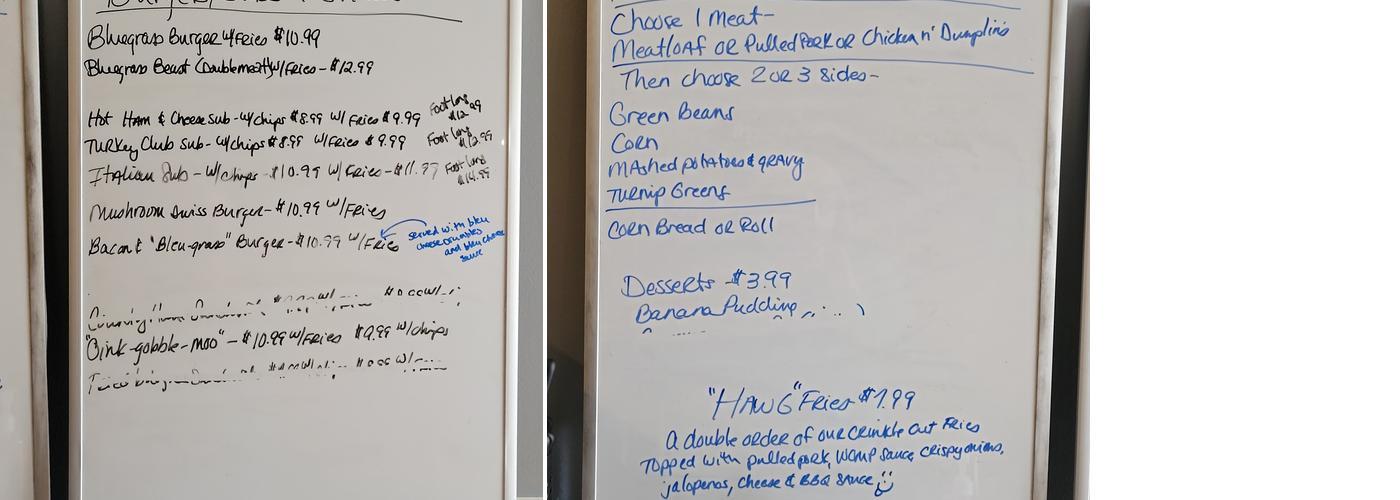 Bluegrass Kitchen Menu
