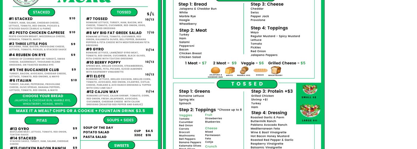 Stacked and Tossed Menu