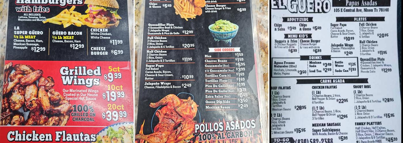 Pollos Asados El Guero Menu