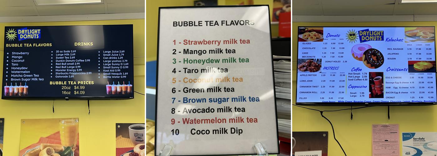 Daylight Donuts Menu