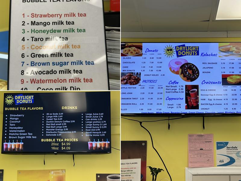 Daylight Donuts Menu
