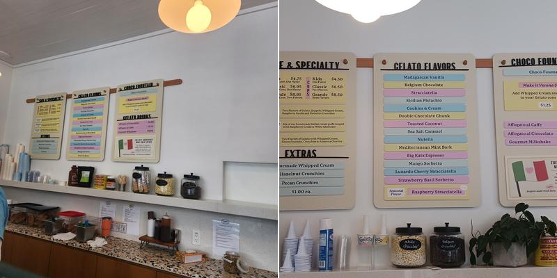 Gelato Rossa Menu