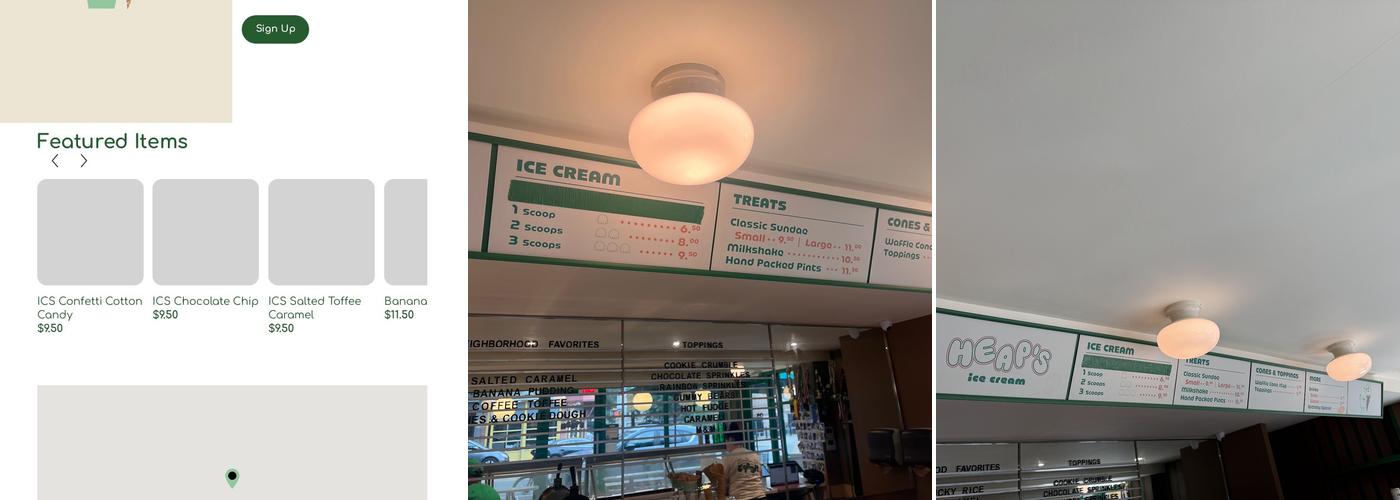 Heap's Ice Cream Menu