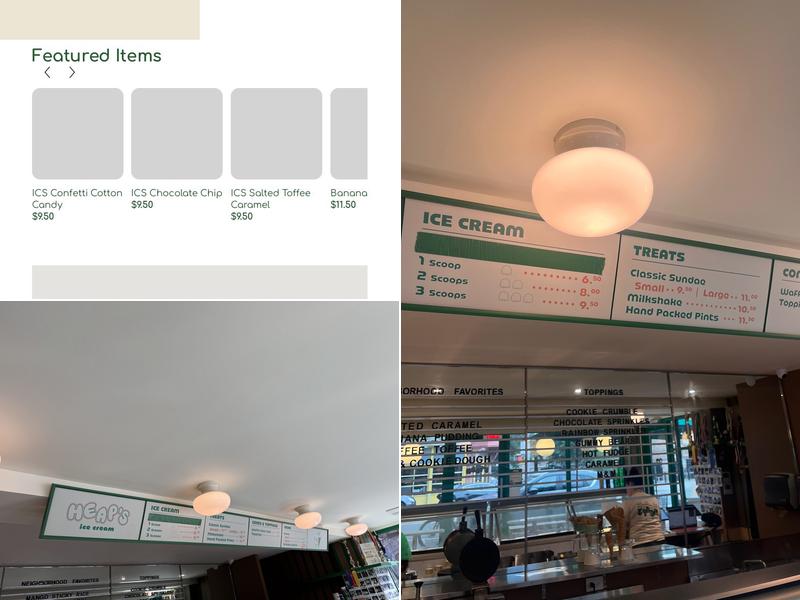 Heap's Ice Cream Menu