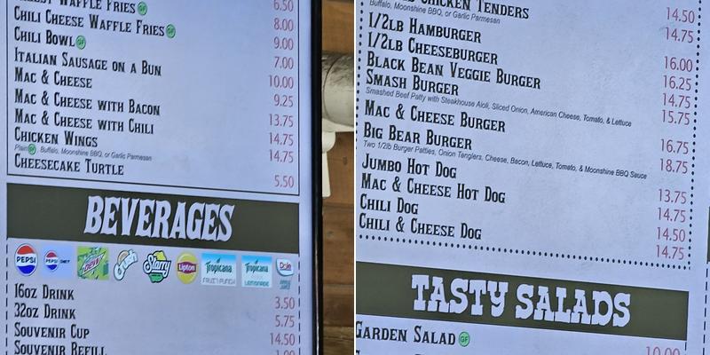 Dancing Bear Canteen Menu