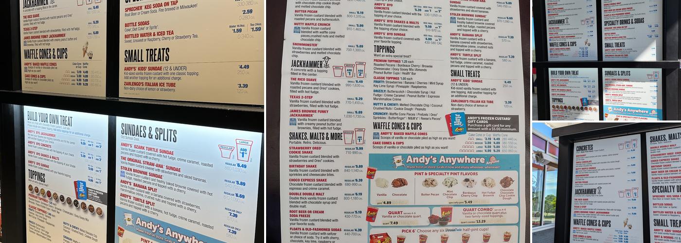 Andy's Frozen Custard Menu