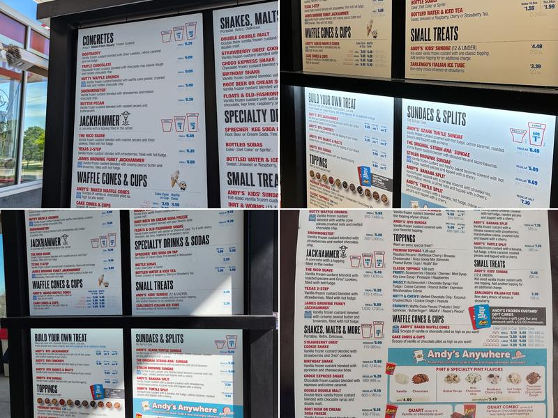 Andy's Frozen Custard Menu