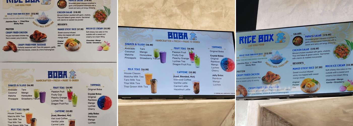 Rice Box & Boba Menu