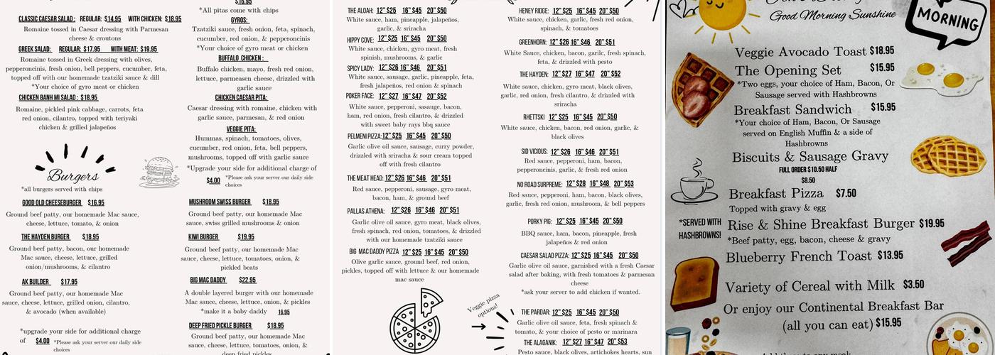 Jen’s Pizzaria Menu