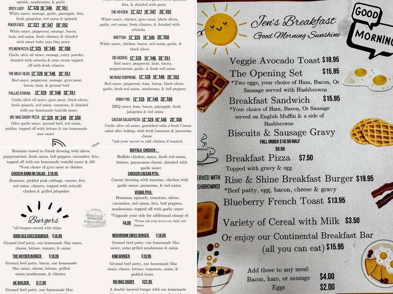 Jen’s Pizzaria Menu