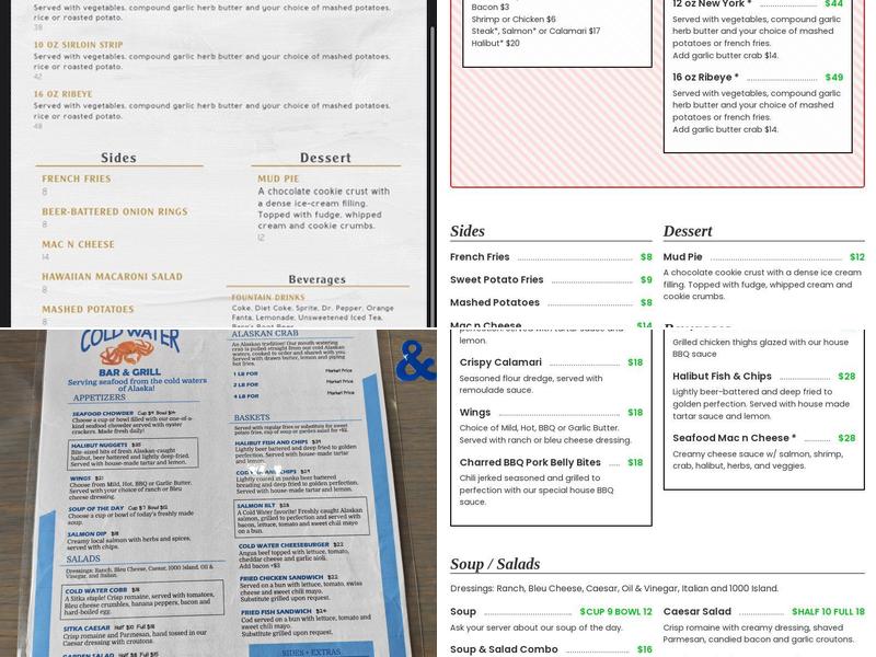 Coldwater Bar & Grill Menu