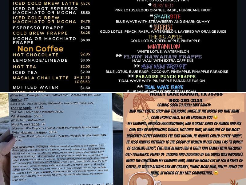 Mudhen Coffee And Tea Menu