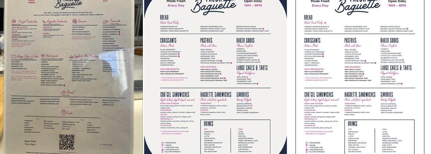 Fresh Baguette Menu