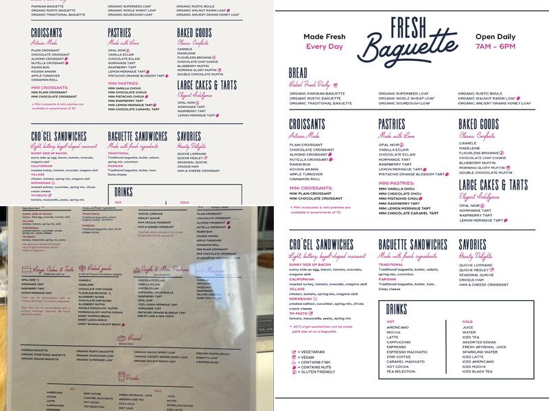 Fresh Baguette Menu