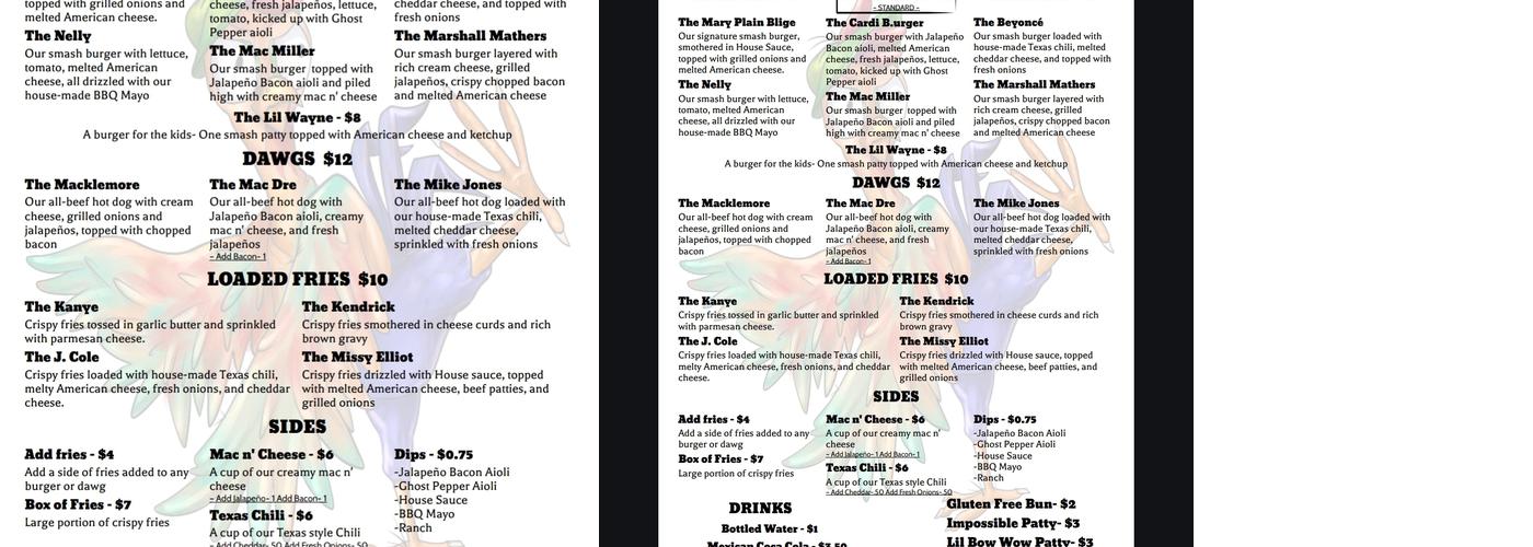 El Pollo Feo Get Smashed Menu