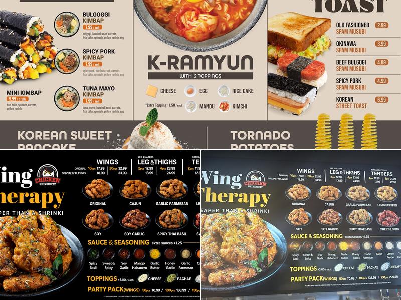 Chicken University Menu