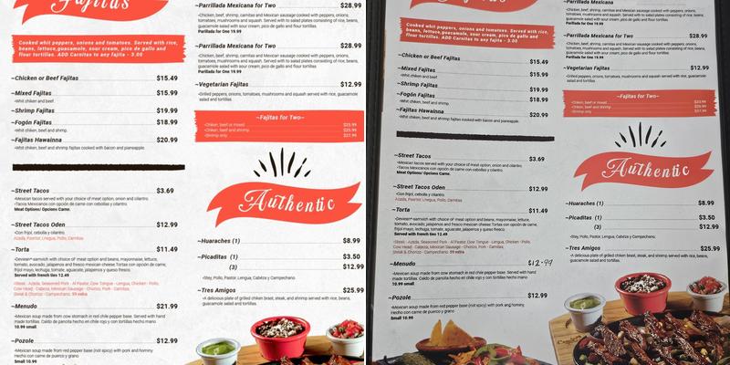 El Fogón Mexican Grill LLC Menu