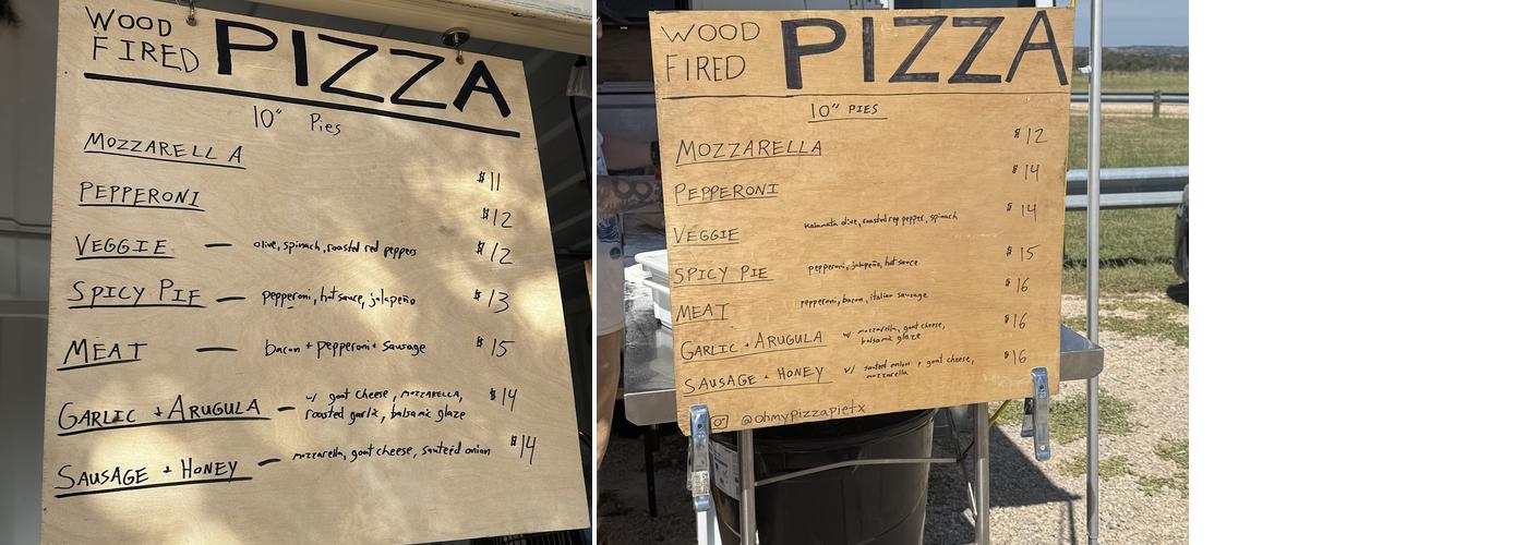 Oh My Pizza Pie Menu