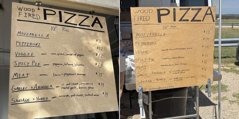 Oh My Pizza Pie Menu