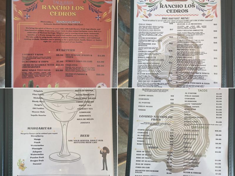 Taqueria Rancho Los Cedros Menu
