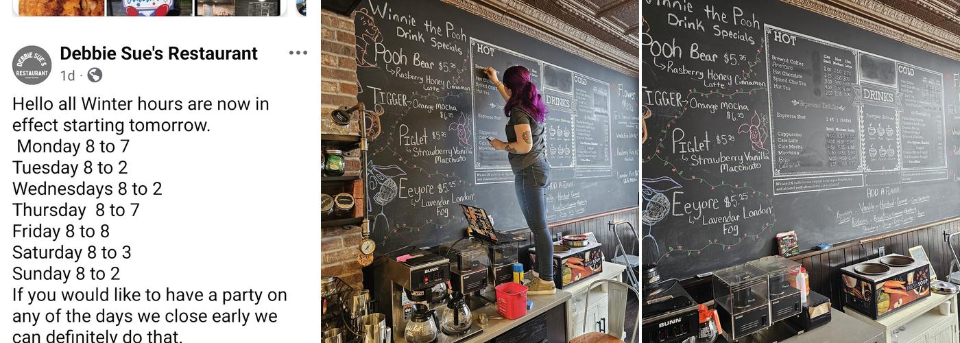 Debbie Sue's Restaurant & Specialty Coffees Menu