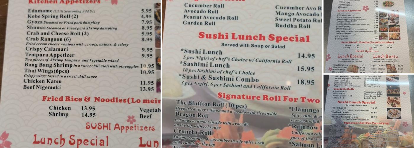 IZU Hibachi and Sushi Menu