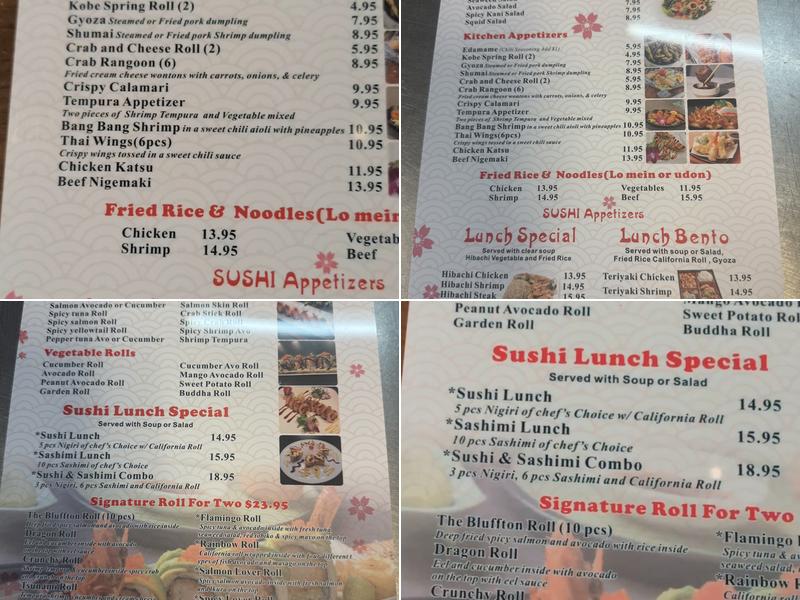 IZU Hibachi and Sushi Menu