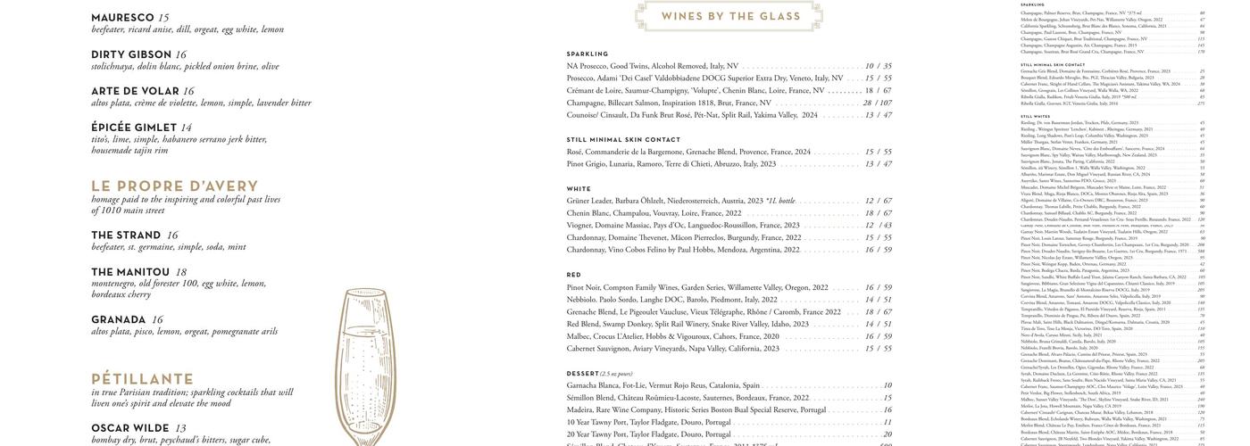 Avery Restaurant Menu